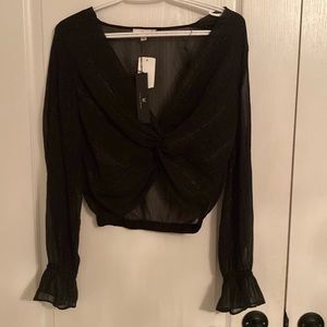 Mendocino Le Lis Collection Black Sheer Blouse